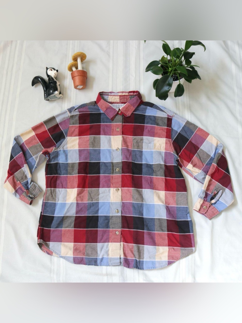 Dress Barn colorful checked long sleeve button down
